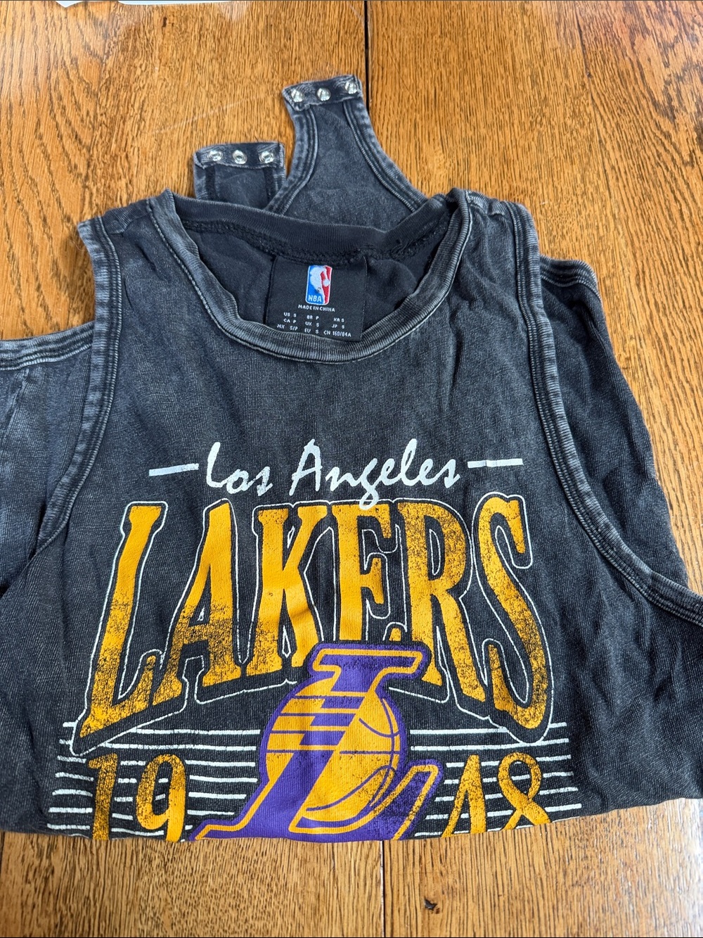 NBA Los Angeles Lakers Black Graphic Bodysuit with Yellow & Purple Logo
